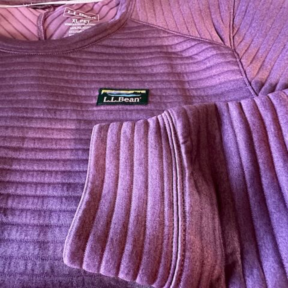 L.L. Bean Airlight Knit Crewneck Pullover Womens XL Petite Berry Heather - Picture 7 of 8